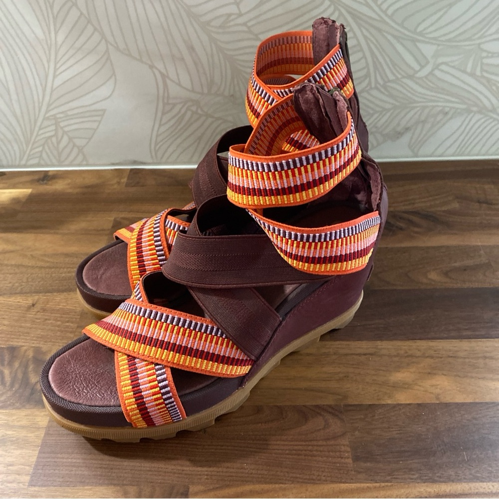 Sorel Women's Joanie II Sport Sandals Size 9 Ankle Strap PERFECT Burgundy Orange - Picture 4 of 7